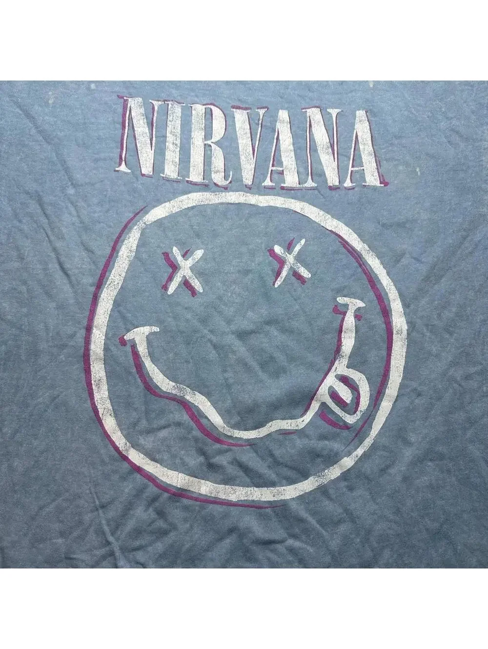 Light Blue Nirvana Smiley Face T-Shirt (Size XL) NWOT